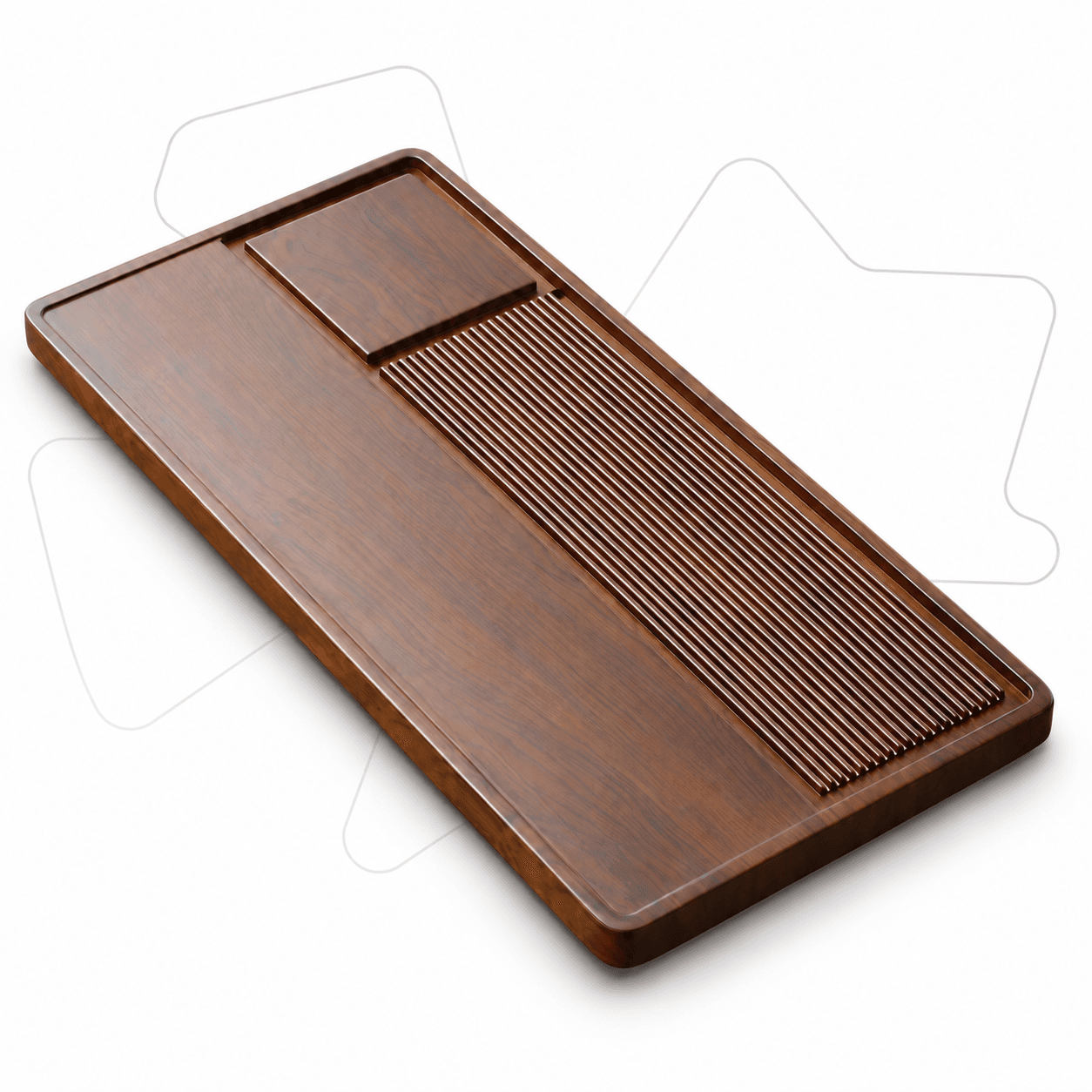 Rectangular Wood Tea Board, Huanghuali-Style Finish, 60×30 cm