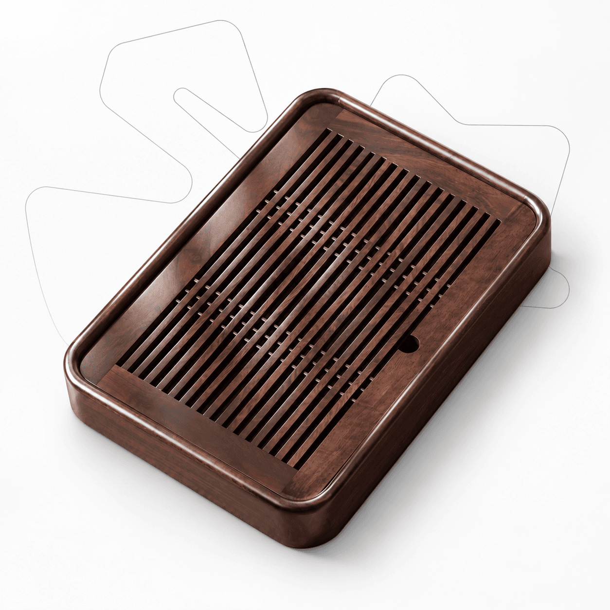 Small Ebony Solid Wood Tea Tray with Water Storage, 26.8×20 cm