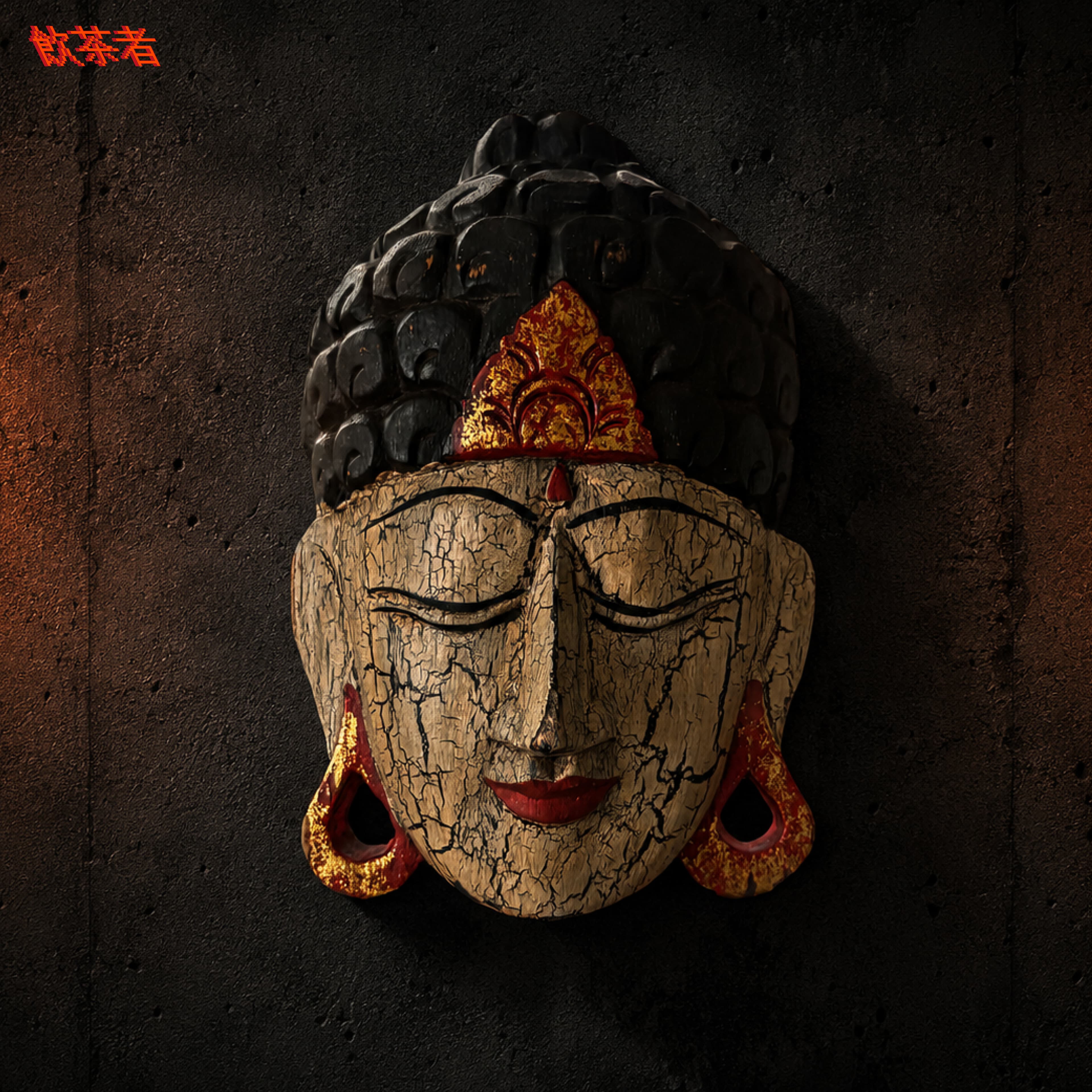 Thai Hand-Carved Wooden Buddha Mask – Traditional Buddhist Wall Art
