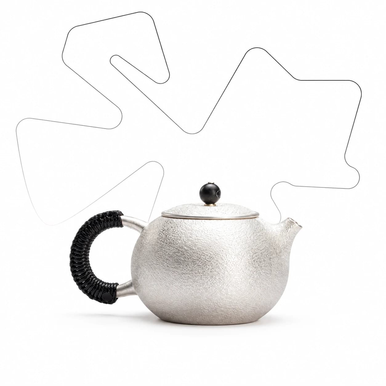 999 Silver Xi Shi Teapot (Woven Handle)