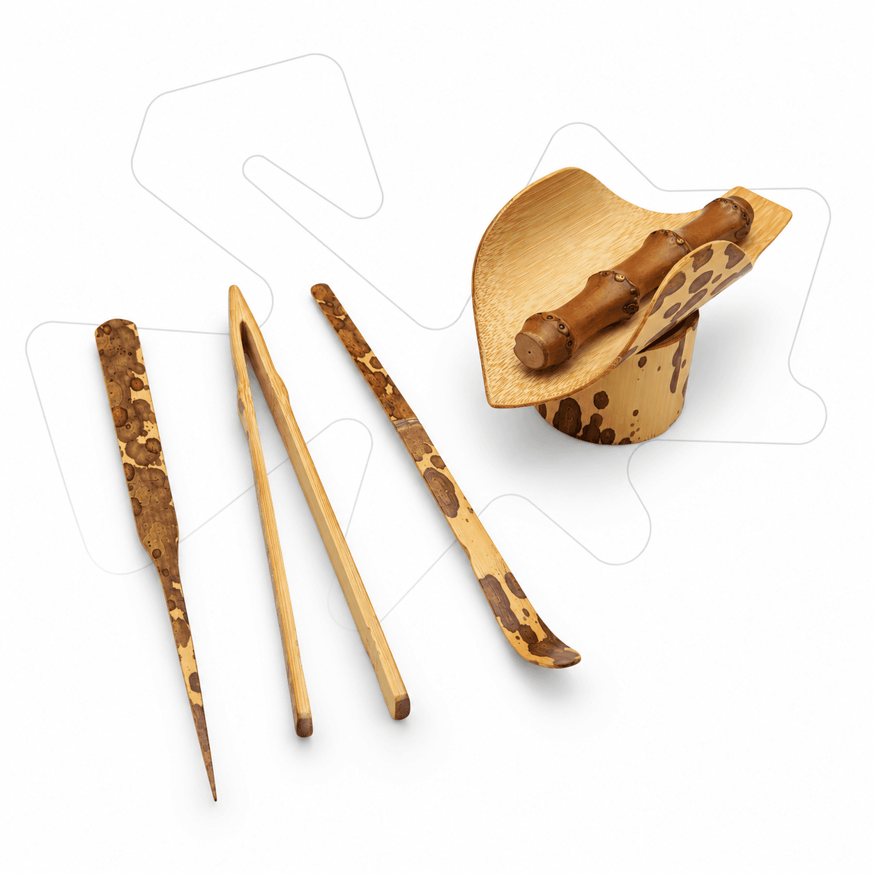 Anji Mottled Bamboo Tea Tool Set