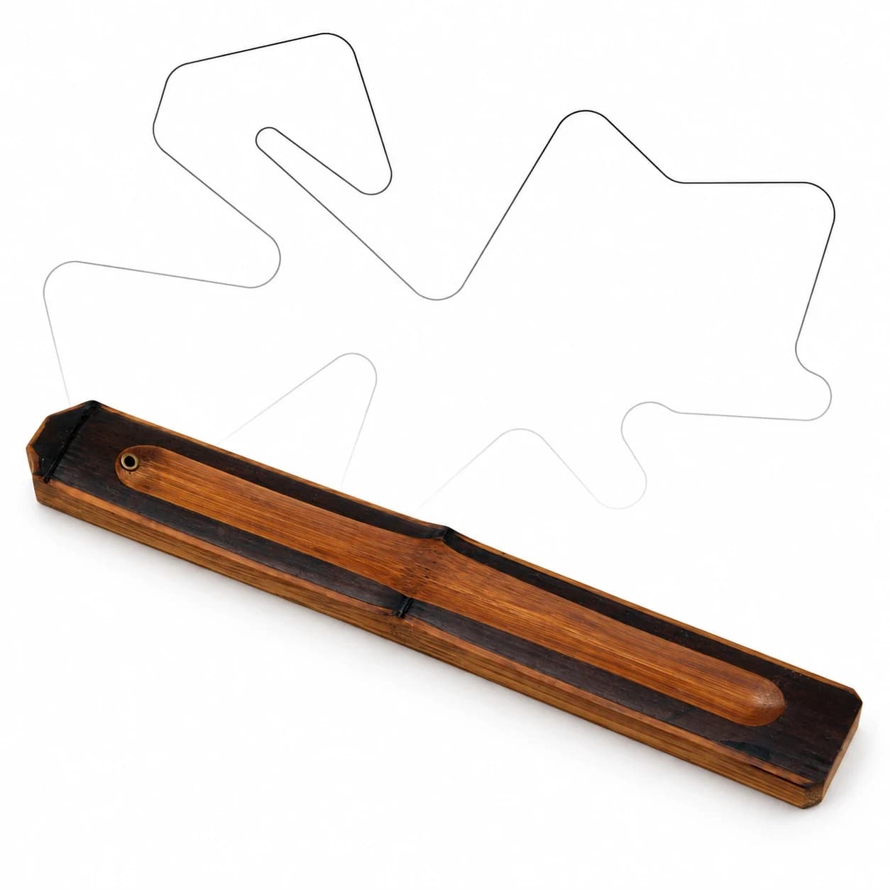 Incense Stick Holder — Long Bamboo Tray, Red-Brown or Dark Charred