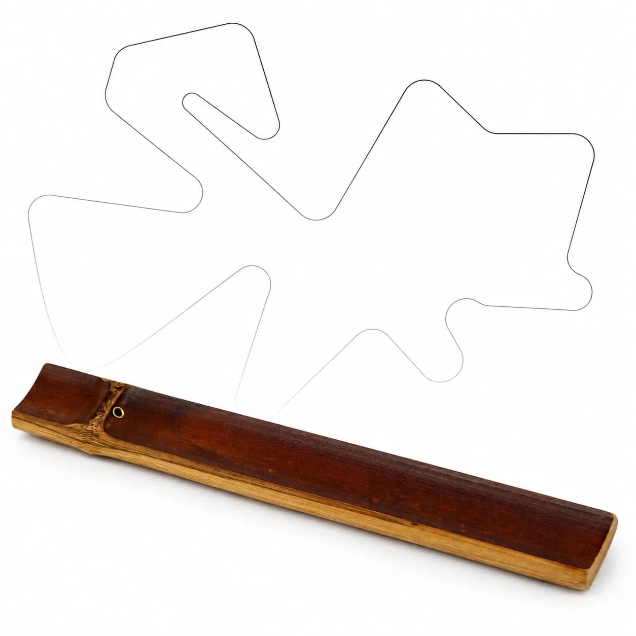 Incense Stick Holder — Long Bamboo Tray, Red-Brown or Dark Charred