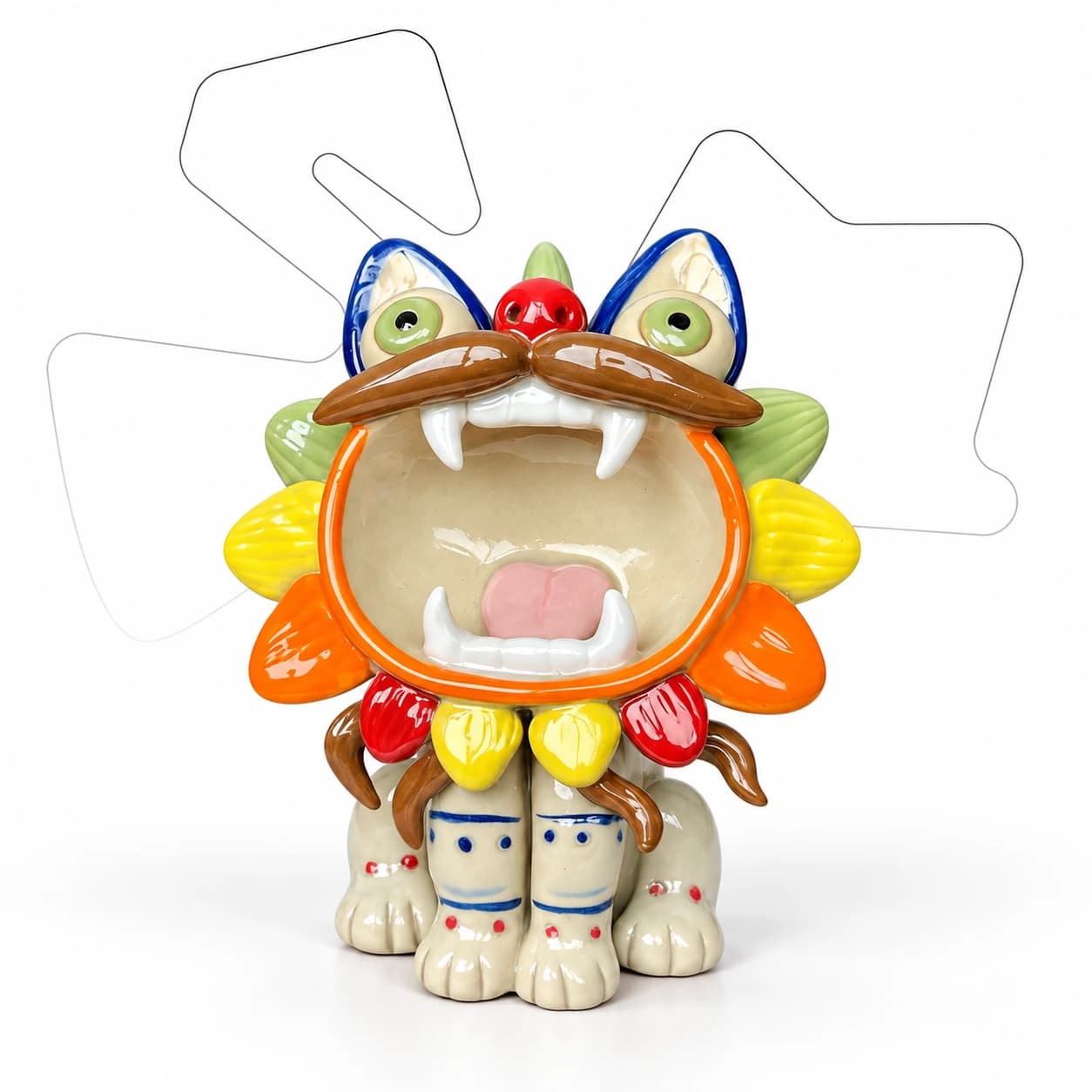 Colorful Wa Cat — Yunnan Handmade Ceramic Lucky Figurine