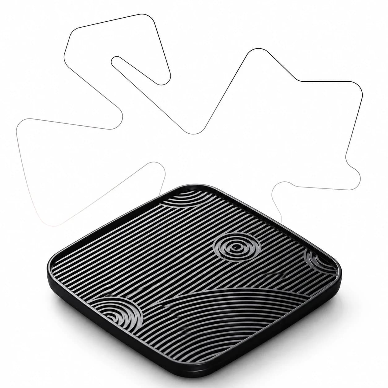 Square Dry-Brew Tea Tray, Black
