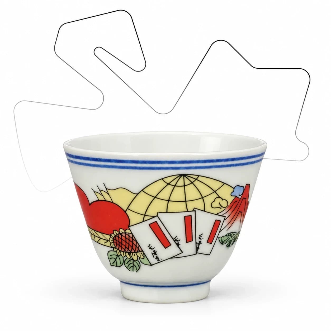 Vintage Chinese Propaganda-Style Porcelain Teacups
