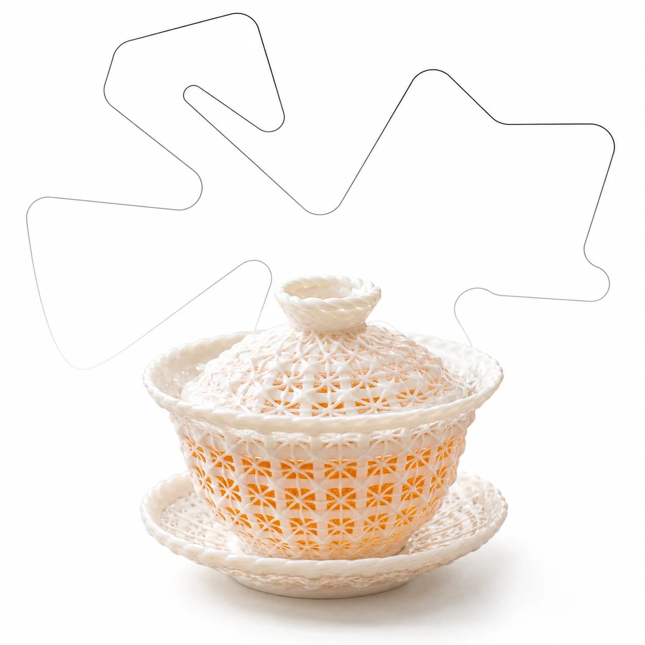 Woven Openwork Porcelain Gaiwan with Saucer