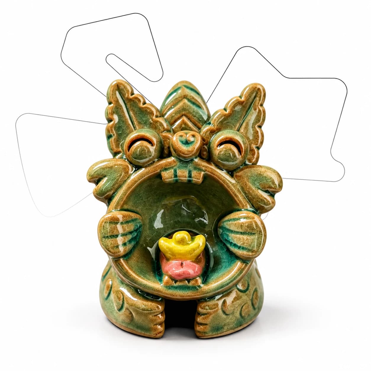 Yuanbao Lucky Cat — Yunnan Ceramic Figurine