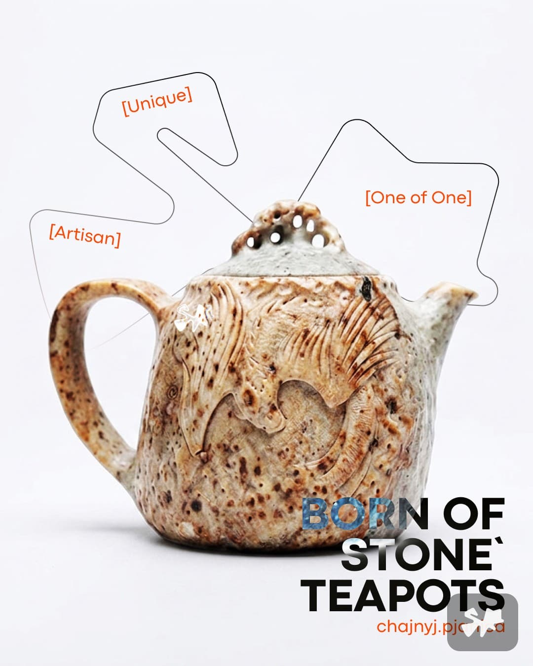 Hand-Carved Glacial Tillite Stone Teapot — No. 1