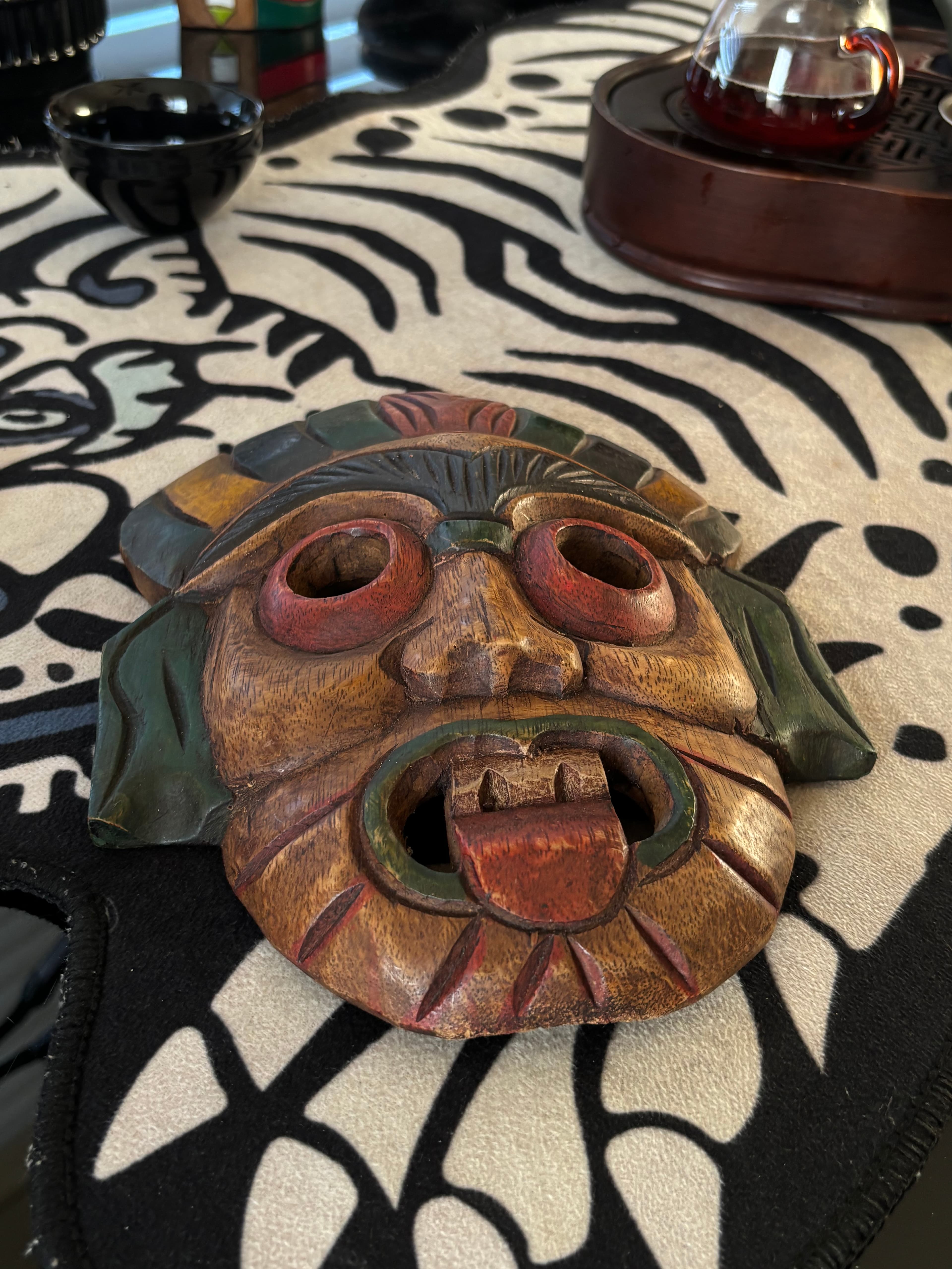 Balinese Hand-Carved Wooden Demon Mask ” Indonesian Tribal Wall Art, Wearable